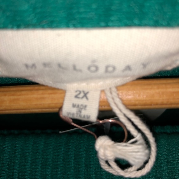 Mellowday Teal Cowl Neck Plus Size Sweater - Picture 4 of 5